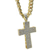 Micropave Cross Gold Finish Iced 30" Cuban Chain Necklace