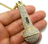 Microphone Iced Pendant Gold Finish 36" Franco Chain Necklace