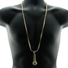 Microphone Iced Pendant Gold Finish 36" Franco Chain Necklace