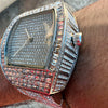 "Million Dollar" Watch Baguettes Iced Flooded Out Silver Tone 8"