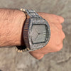 "Million Dollar" Watch Baguettes Iced Flooded Out Silver Tone 8"