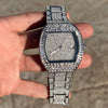 "Million Dollar" Watch Baguettes Iced Flooded Out Silver Tone 8"