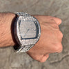 "Million Dollar" Watch Baguettes Iced Flooded Out Silver Tone 8"