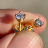 Moissanite Earrings 0.6CT TW 14k Gold Plated 925 Sterling Silver Pass Diamond Tester 4MM