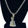 Money Bag Gold Finish Iced Tennis Chain Necklace 24"