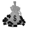 Money Bag Huge Jumbo Hip Hop Iced Flooded Out Pendant Silver Tone