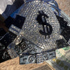Money Bag Huge Jumbo Hip Hop Iced Flooded Out Pendant Silver Tone