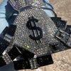 Money Bag Huge Jumbo Hip Hop Iced Flooded Out Pendant Silver Tone