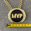 MVP Turnover Chain Necklace Huge 6" Gold Medal Pendant Award Cuban Link 35"