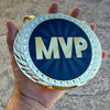 MVP Turnover Chain Necklace Huge 6" Gold Medal Pendant Award Cuban Link 35"