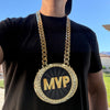 MVP Turnover Chain Necklace Huge 6" Gold Medal Pendant Award Cuban Link 35"