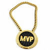 MVP Turnover Chain Necklace Huge 6" Gold Medal Pendant Award Cuban Link 35"