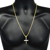 Nail Cross Iced Pendant Gold Finish Rope Chain Necklace 24"