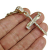 Nail Cross Iced Pendant Gold Finish Rope Chain Necklace 24"