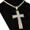 One-Row Gold Finish 18" Cross Pendant Tennis Chain Choker