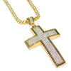 One-Row Gold Finish 18" Cross Pendant Tennis Chain Choker