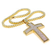 One-Row Gold Finish 18" Cross Pendant Tennis Chain Choker