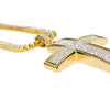 One-Row Gold Finish 18" Cross Pendant Tennis Chain Choker