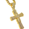 One-Row Gold Finish 24" Cross Tennis Chain Necklace