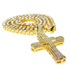 One-Row Gold Finish 24" Cross Tennis Chain Necklace