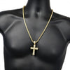 One-Row Gold Finish 24" Cross Tennis Chain Necklace