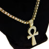 One-Row Gold Finish Large Ankh Chain Necklace 24"