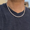 One-Row Silver Tone Iced Tennis Chain Necklace 6MM 20"