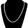 One-Row Silver Tone Tennis Chain Iced Flooded Out Necklace 3.8MM 20"