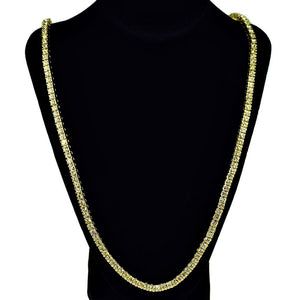 One Row Tennis Chain Gold Finish Necklace 30