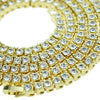 One Row Tennis Chain Gold Finish Necklace 30" 5MM
