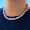 One Row Tennis Chain Rose Gold Finish over Stainless Steel Choker 18"