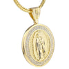 Oval La Virgen de Guadalupe Gold Finish Franco Chain Necklace 36"