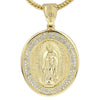 Oval La Virgen de Guadalupe Gold Finish Franco Chain Necklace 36"