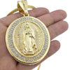 Oval La Virgen de Guadalupe Gold Finish Franco Chain Necklace 36"