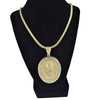 Oval La Virgen de Guadalupe Gold Finish Franco Chain Necklace 36"