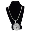 Oval La Virgen De Guadalupe Silver Tone Franco Chain 36"