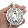 Oval La Virgen De Guadalupe Silver Tone Franco Chain 36"