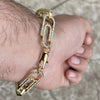 Paperclip Iced Bracelet Gold Finish 10MM or 13MM Thick x 8.5" Inch