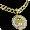 Pharaoh 20" Glitter Gold Finish Coin Cuban Chain