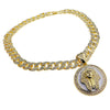 Pharaoh 20" Glitter Gold Finish Coin Cuban Chain