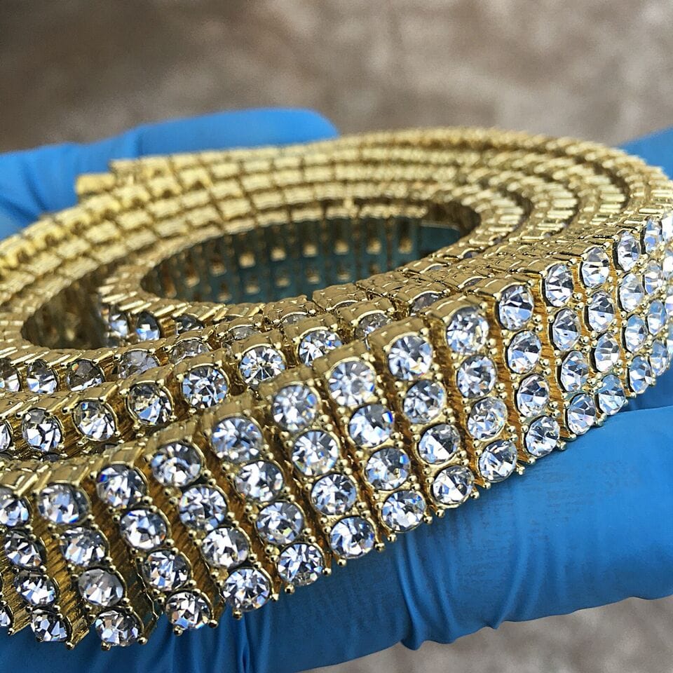 Fuor Chaino Pharaoh Chain Four Row CZ Gold Plated Iced Bling Out 4 Rows Necklace 3