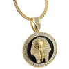 Pharaoh King Coin Pendant Gold Finish/Black 36" Franco Necklace