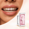 Pink Baguette CZ Gap Grill Iced Single Silver Tone Tooth Grillz