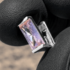 Pink Baguette CZ Gap Grill Iced Single Silver Tone Tooth Grillz