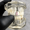 Pink Baguette CZ Gap Grill Iced Single Silver Tone Tooth Grillz