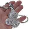 Pray Hands Iced Pendant Silver Tone Franco Chain Necklace 36"