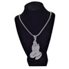 Pray Hands Iced Pendant Silver Tone Franco Chain Necklace 36"