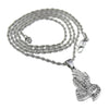 Pray Hands Pendant Silver Tone Rope Chain Necklace 24"