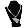 Praying Hands Flooded Iced Pendant Gold Finish Cuban Chain 30"