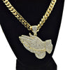 Praying Hands Flooded Iced Pendant Gold Finish Cuban Chain 30"